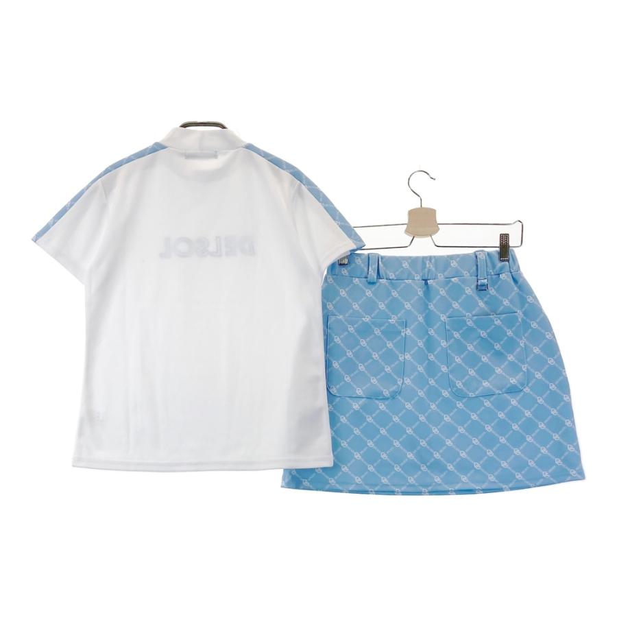 DELSOL デルソル 半袖Tシャツ スカート セットアップ 総柄 ブルー系 L
