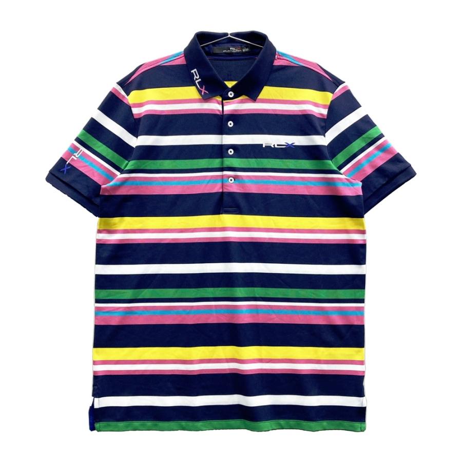 RLX ゴルフ Ralph Laurenラルフローレン ボーダー RLX ラルフローレン 半袖ポロシャツ ボーダー柄 ネイビー系 L ゴルフ