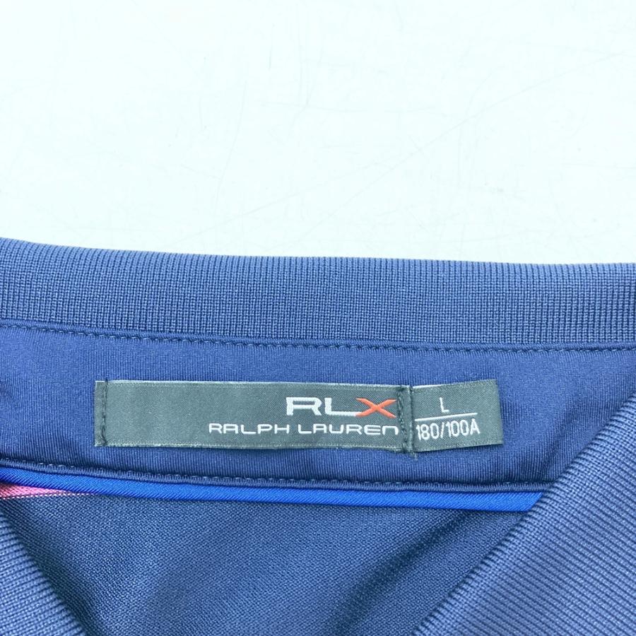RLX ラルフローレン 半袖ポロシャツ ボーダー柄 ネイビー系 L ゴルフ