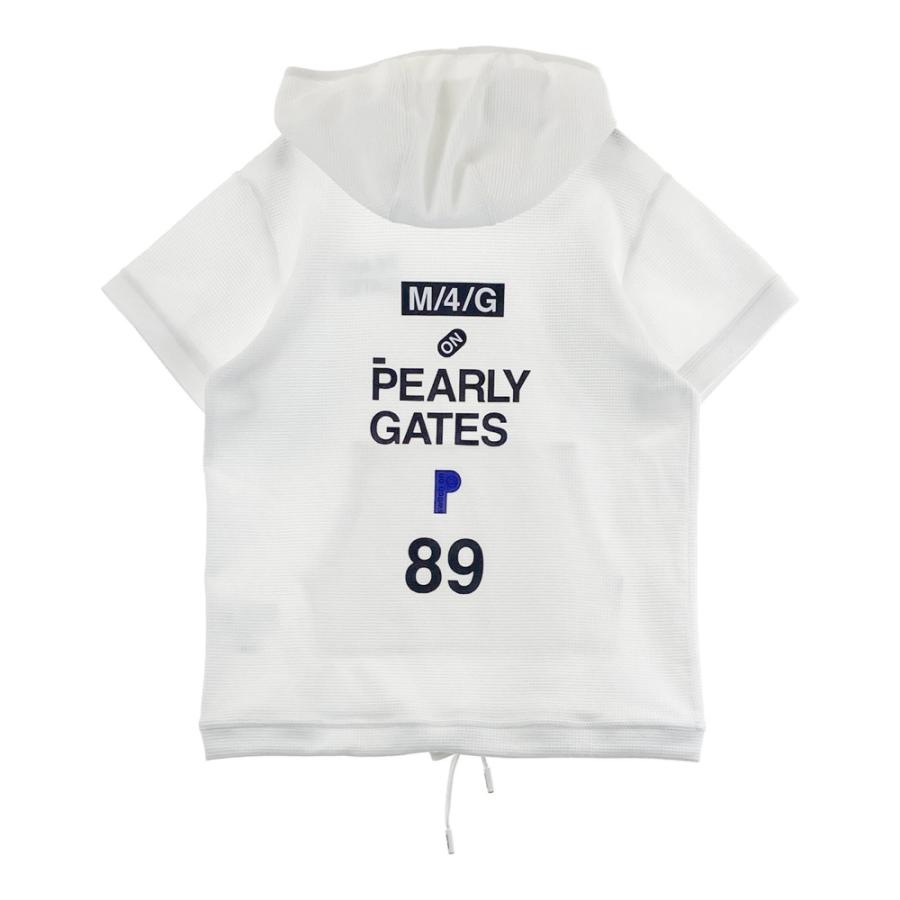 サイズ：1 PEARLY GATES パーリーゲイツ 2025年モデル 半袖パーカー ネオワッフル ニコちゃん  ホワイト系 [240101724758] ゴルフウェア レディース ストスト PEARLY GATES（パーリーゲイツ） 2025年モデル 半袖パーカー ネオ
