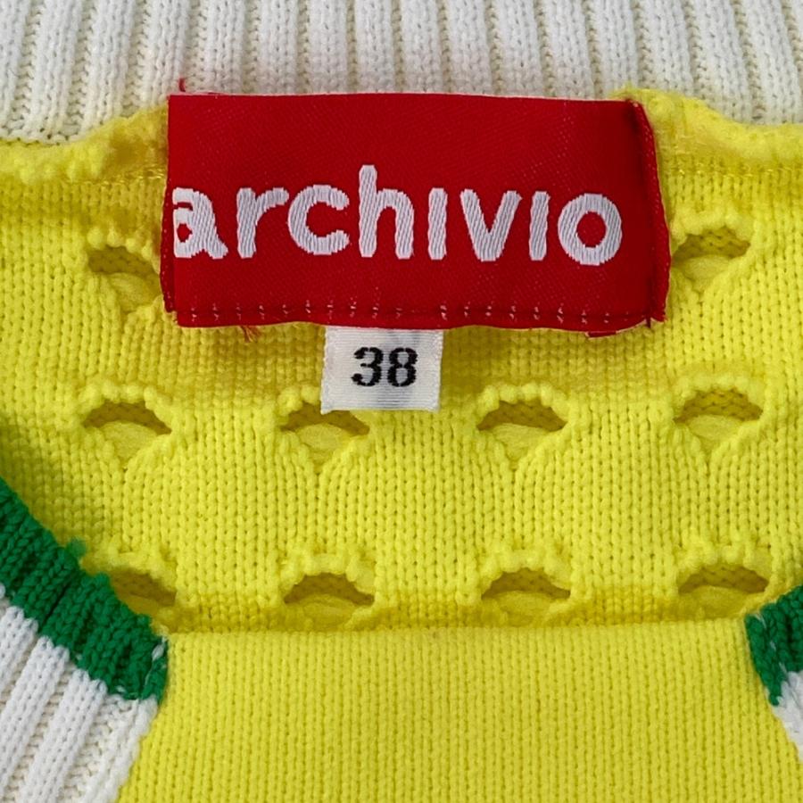 archivio 未着用 ベスト イエロー ブラウン サイズ38 ARCHIVIO アルチビオ ニットベスト イエロー系 38 ゴルフウェア