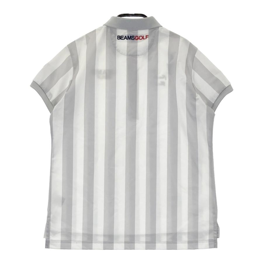 BEAMS GOLF ビームスゴルフ 半袖ポロシャツ ワッペン ストライプ柄
