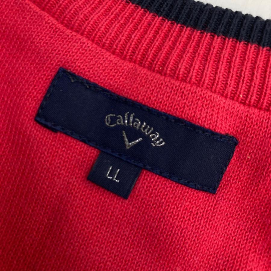CALLAWAY キャロウェイ ニットベスト アーガイル柄 レッド系 LL ゴルフ