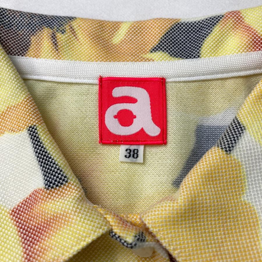 archivio（アルチビオ） ノースリーブポロシャツ 花 総柄 イエロー系