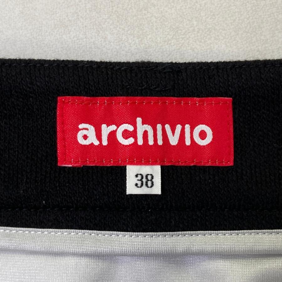 ARCHIVIO アルチビオ 裏地付 スカート プリーツ切替 ブラック系 38