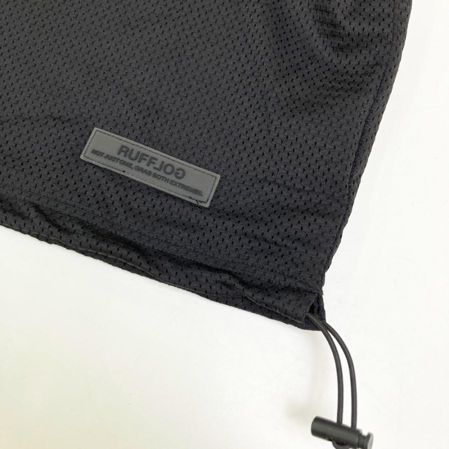 RUFFLOG（ラフロッグ） 異素材切替 モックネック半袖Tシャツ ブラック