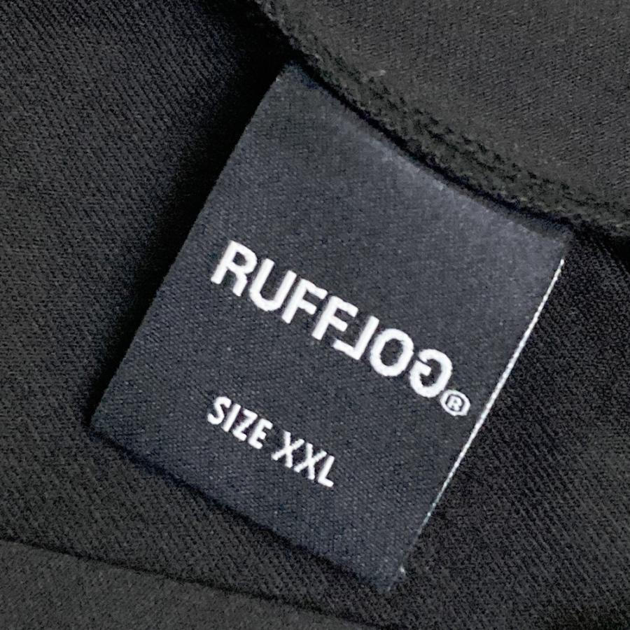 RUFFLOG（ラフロッグ） 異素材切替 モックネック半袖Tシャツ ブラック