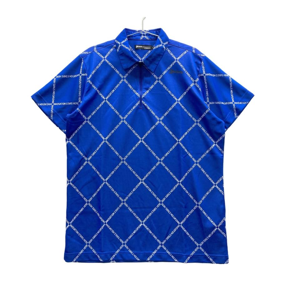 SRIXON スリクソン ハーフジップ 半袖Tシャツ 総柄 ブルー系 LL ゴルフ 