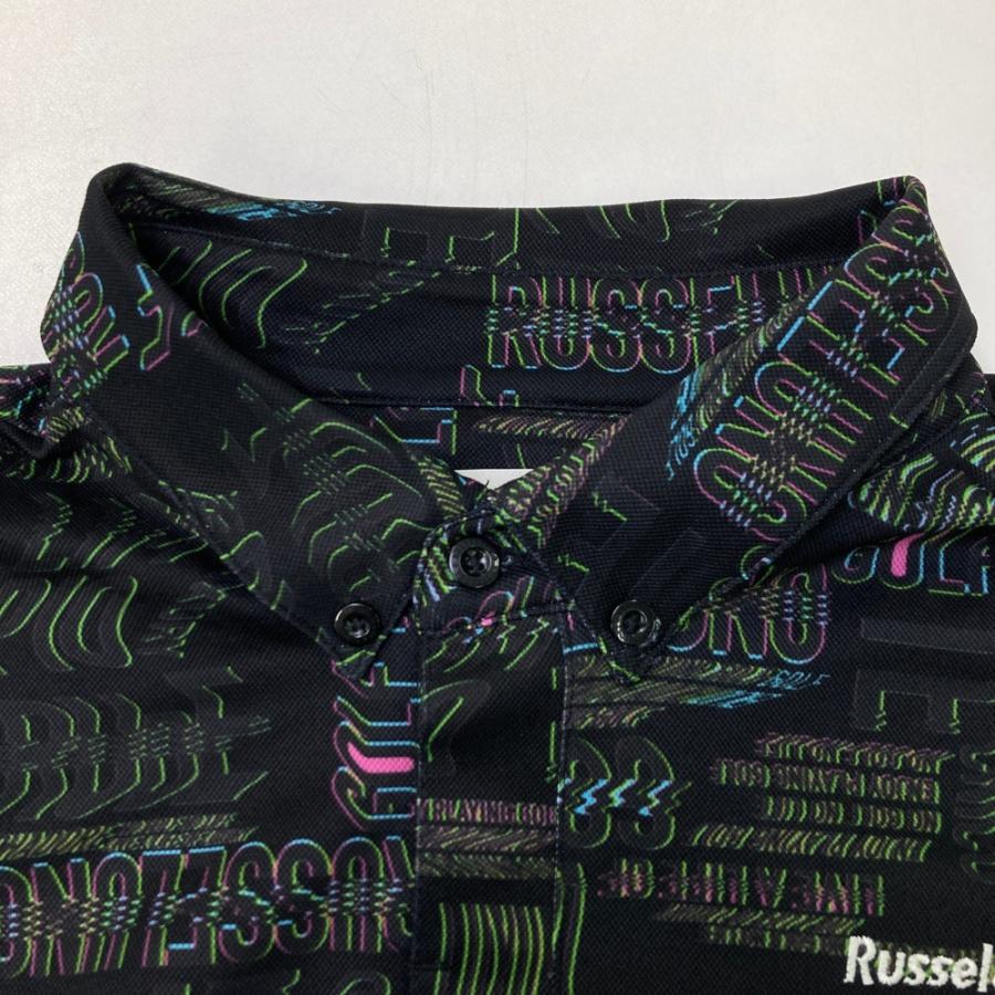 Russeluno（ラッセルノ） 半袖ポロシャツ 総柄 ブラック系 5 ゴルフ