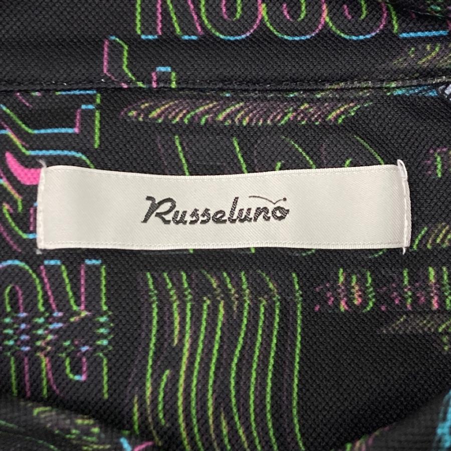Russeluno（ラッセルノ） 半袖ポロシャツ 総柄 ブラック系 5 ゴルフ