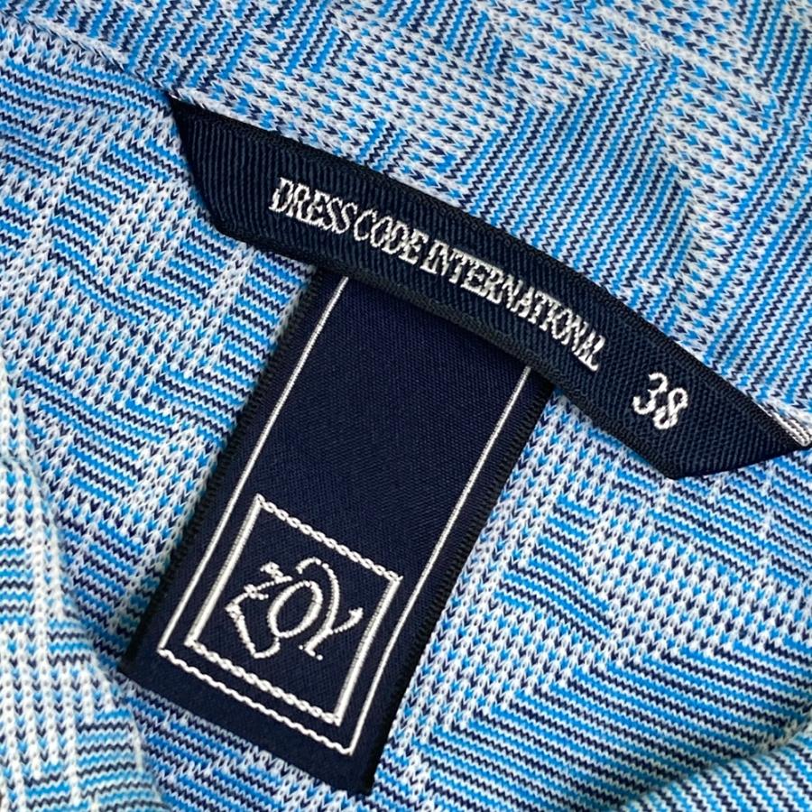 ZOY ゾーイ 襟刺繍 半袖ポロシャツ ヨット柄 ブルー系 38 ゴルフウェア