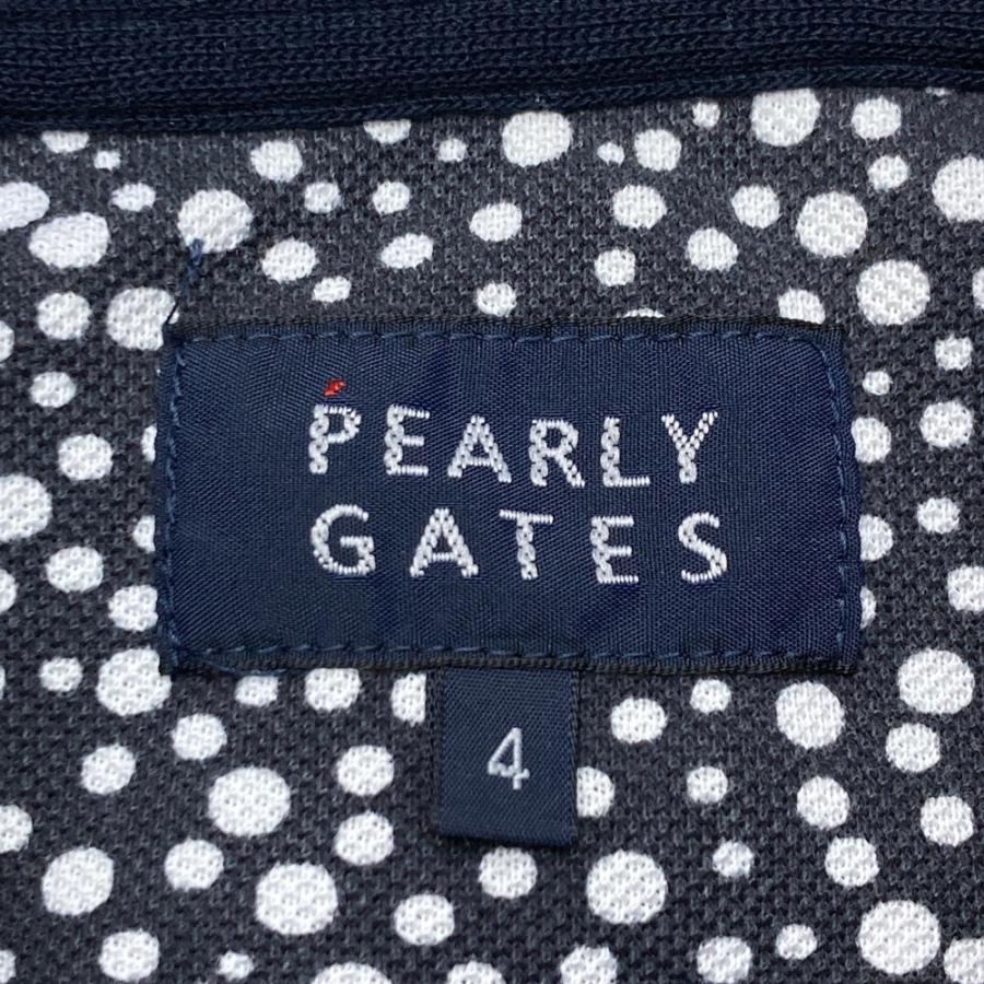 美品/パーリーゲイツ　ポロシャツ　ワッペン　プリント　スポーツ　ホワイト　4 PEARLY GATES パーリーゲイツ 半袖ポロシャツ ワッペン ドット柄