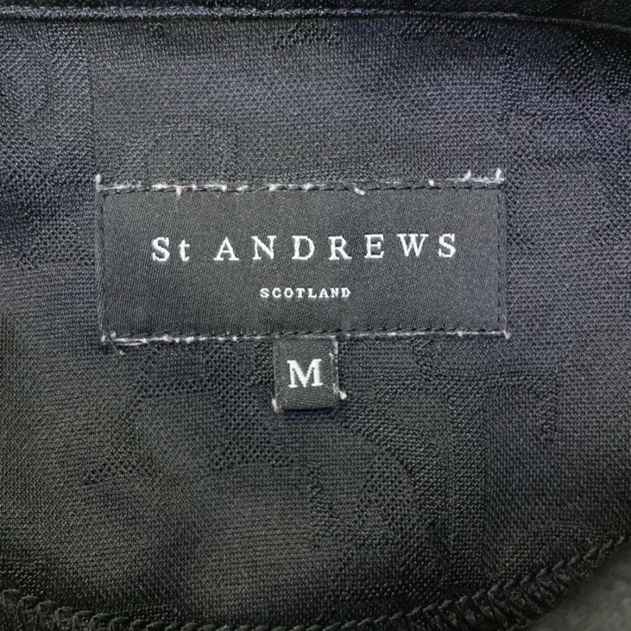 St ANDREWS セントアンドリュース 長袖ポロシャツ 総柄 ブラック系 M