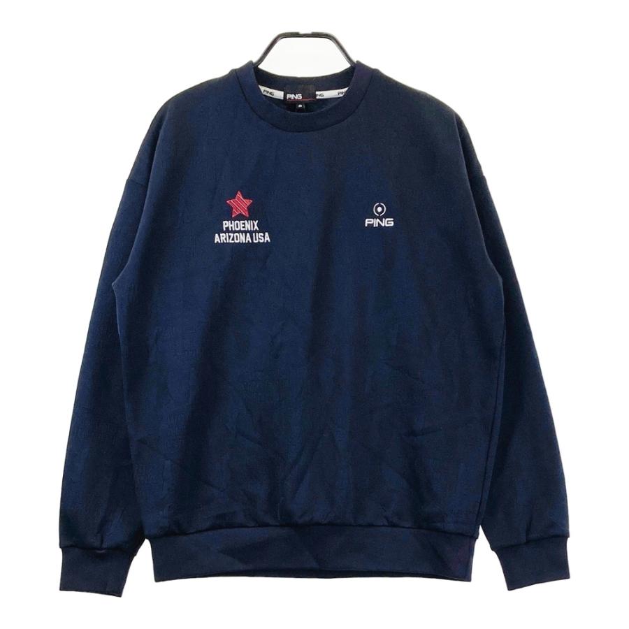 PING ゴルフウェア メンズ トレーナー PING（ピン） 【新品】PING 長袖トレーナー 総柄 ネイビー系 M ゴルフ