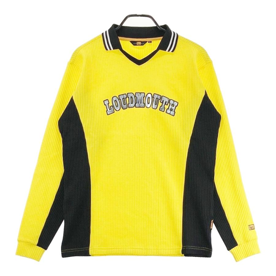 Black & White SPORT 長袖ポロシャツ 音符柄 イエロー ゴルフ 美品】LOUD MOUTH ラウドマウス 長袖ポロシャツ スキッパー イエロー系