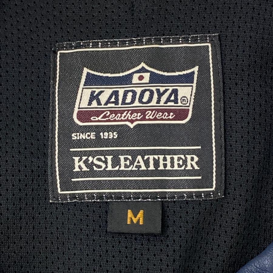 カドヤ（KADOYA） 半袖レザージャケット パンチング ネイビー系 M