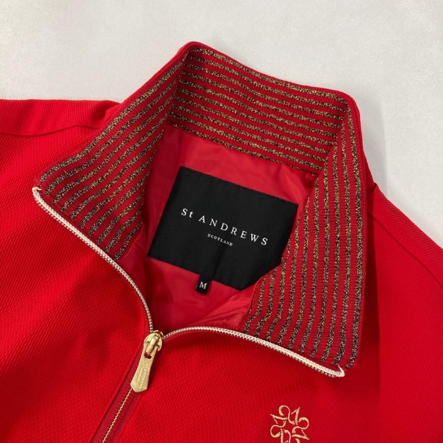 ST ANDREWS セントアンドリュース 裏地付ジップジャケット Mサイズ St ANDREWS セントアンドリュース 裏地付 長袖ジップジャケット レッド