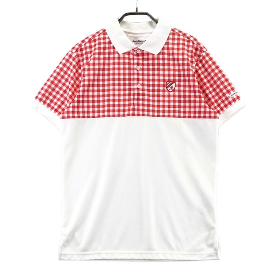 JACK BUNNY ジャックバニー 半袖ポロシャツ チェック柄 ホワイト系 4