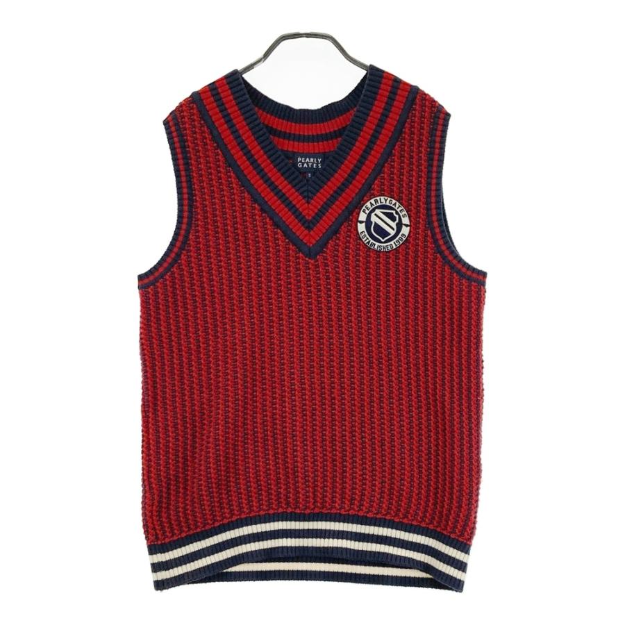 美品　パーリーゲイツ　ニットベスト　5 メンズ　PEARLYGATES ベスト PEARLY GATES パーリーゲイツ ニットベスト レッド系 5 ゴルフウェア