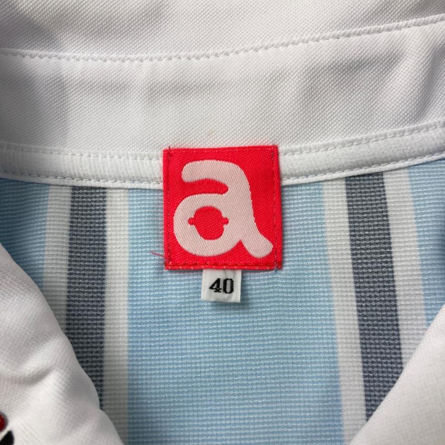 archivio ノースリーブポロシャツ ストライプ ARCHIVIO アルチビオ ノースリーブポロシャツ ストライプ柄 ブルー系