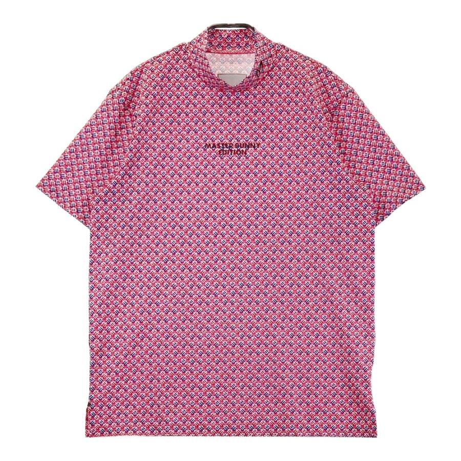 サイズ：5 MASTER BUNNY EDITION マスターバニーエディション 758-3267603 ハイネック半袖Tシャツ 総柄 レッド系 [241003002090] ゴルフウェア メンズ ストスト 美品】MASTER BUNNY EDITION マスターバニーエディション 758-3267603