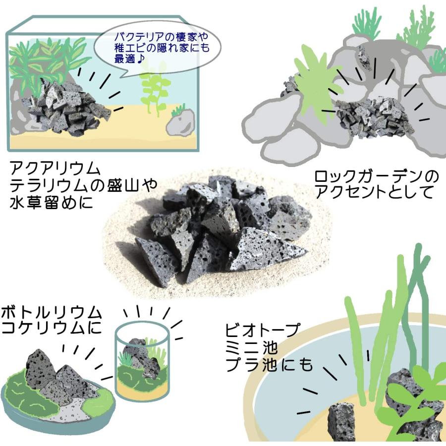 水槽用天然石 2kg 砕石 溶岩石プレート 溶岩石 レイアウト ボルケーノロック サイズSS｜ststone｜04