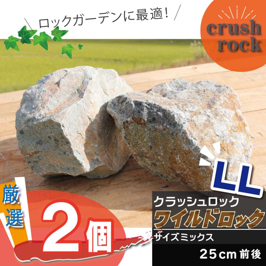 庭石 大 グレー茶 まとめ割 庭石 ロックガーデン 石 割栗石 ワイルドロック2L 2個入 グレー