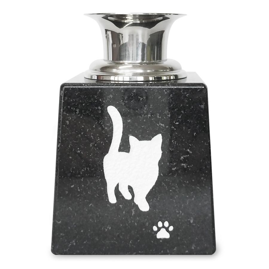 黒御影石 ペット花立 猫 猫柄 いつもそばにいます。楽しかった思い出