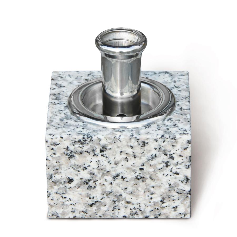 お墓用】線香立 月 お墓用 ステンレス製 高級御影石 台座 90×90×105mm