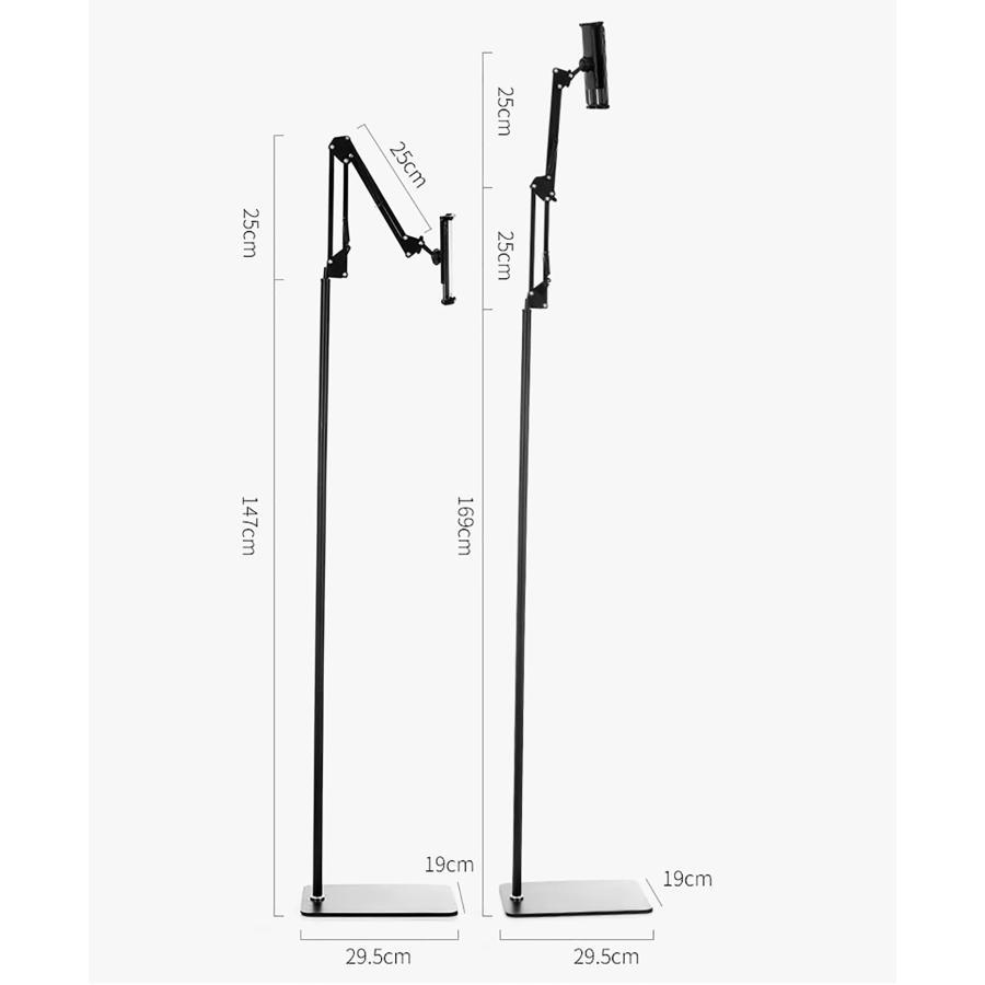 タブレットフロアスタンド、折りたたみ式フロアブックホルダー、滑らかで滑り止め、素早く分解、視野角に合わせて360°回転ボール調整、モバイル、iPadクックブ｜stsyoten-store｜07