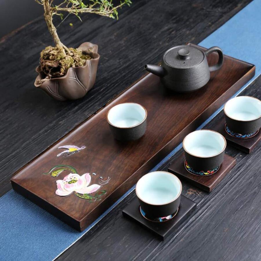 茶器 茶盤 茶道具 お茶 ティー 茶器 茶盆 茶台 茶托 セット 黒檀 木製 排水式茶盤 茶用品 貯水式茶盤 茶道 安全 健康 芸術性 実用性 プレゼント 事務室｜stsyoten-store｜05