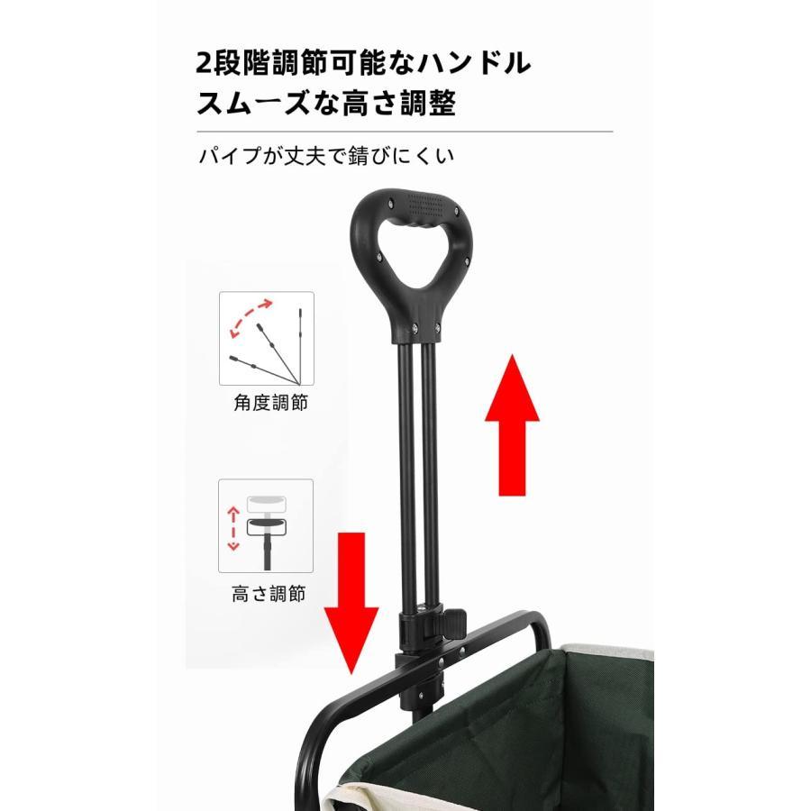 キャリーワゴン 折りたたみ 自立可 大容量 テーブル付き O型ハンドル 高さ2段階調節 角度調節 大直径タイヤ 台車 アウトドア キャンプ用品 レジャーカート 収納｜stsyoten-store｜07