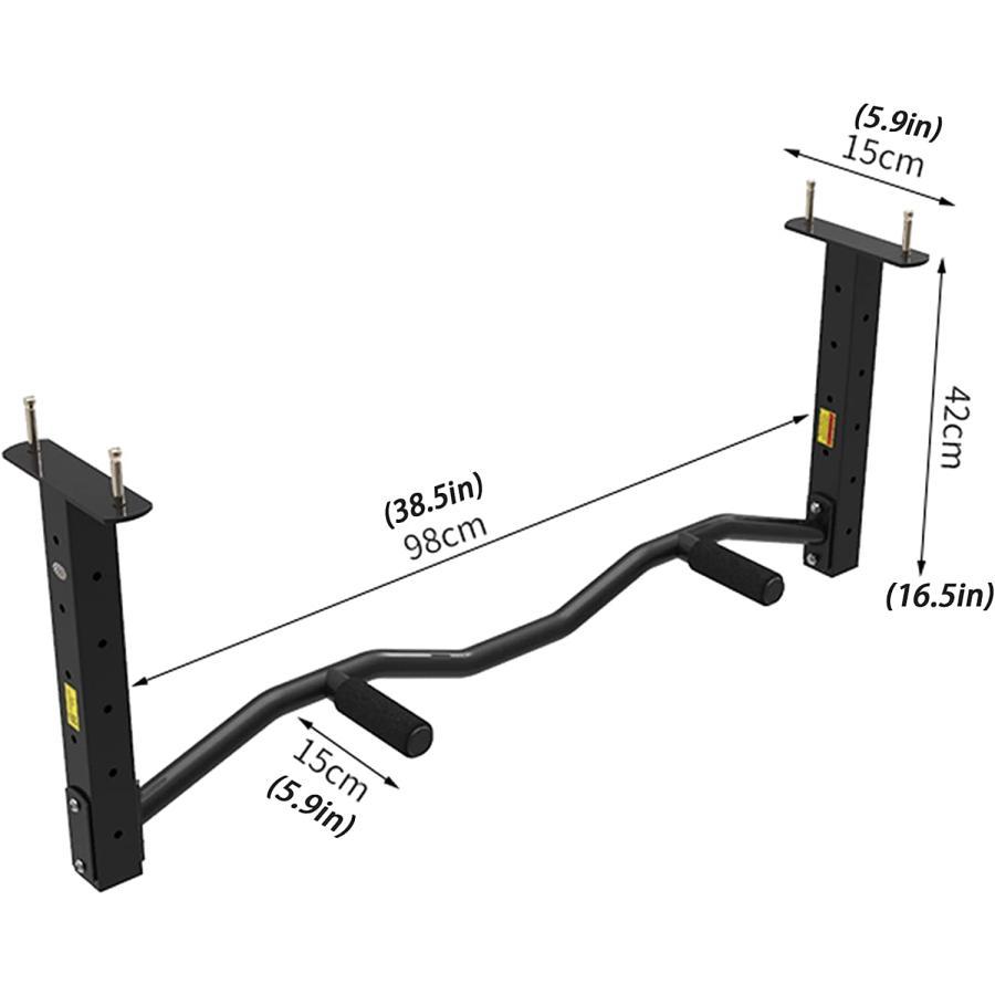 プルアップバー Pull Up Bar 98cm 壁に取り付けられたフィットネス 懸垂バー 腹筋 背中トレーニング 筋トレマシン 調整可能な