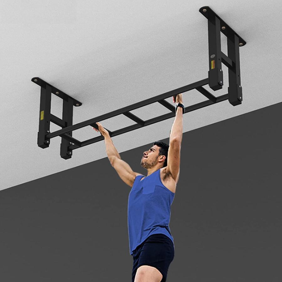プルアップバー Pull Up Bar 120cm 壁に取り付けられたフィットネス懸垂バー 多機能フィットネス機器 安全負荷300kg 懸垂棒