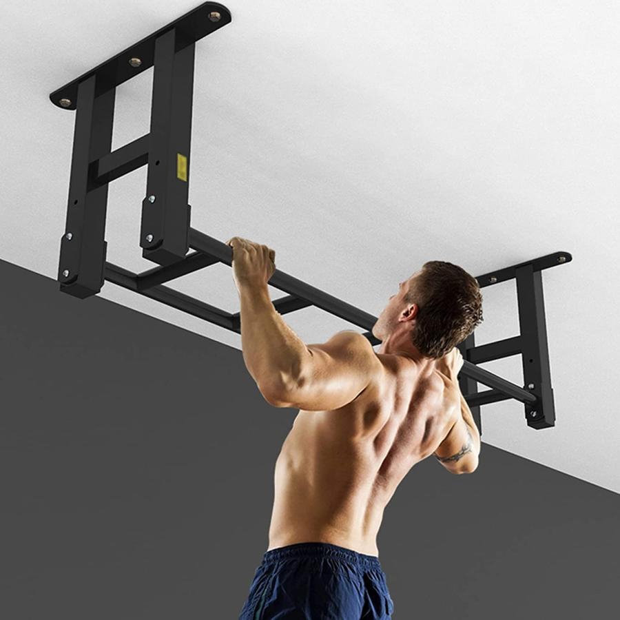 プルアップバー Pull Up Bar 120cm 壁に取り付けられたフィットネス懸垂バー 多機能フィットネス機器 安全負荷300kg 懸垂棒