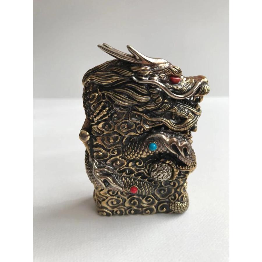 緑青のある 破れ 銅 タライ 古道具 アンティーク オブジェ 破れ銅タライ ZIPPO Dragon ドラゴン 龍 オイルライター インサイドユニット