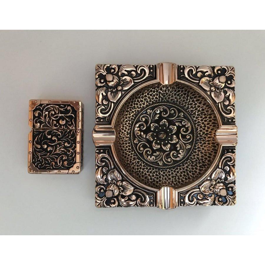 ヘビーアーマー オイルライター 灰皿セット (角皿) ローズゴールド 重厚仕上げ | 