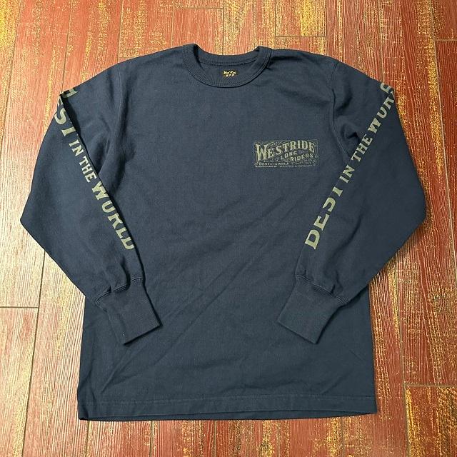 WESTRIDE ブラック ロングスリーブ Tシャツ ウエストライド プリントロングスリーブTシャツ 24−03 [L/T-24-03