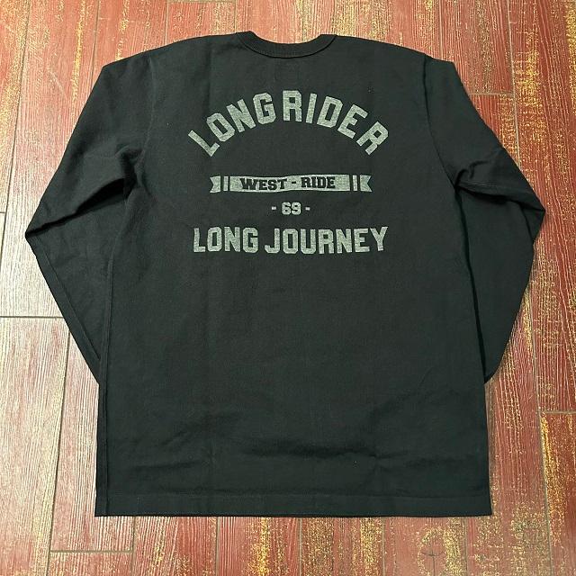 WESTRIDE ブラック ロングスリーブ Tシャツ ウエストライド プリントロングスリーブTシャツ 24−04 [L/T-24-04