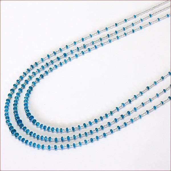 シルバー 天然石 アパタイト ホワイトトパーズ 3連 ロングネックレス SV 3連 NC 70cm 73cm 76cm 送料無料