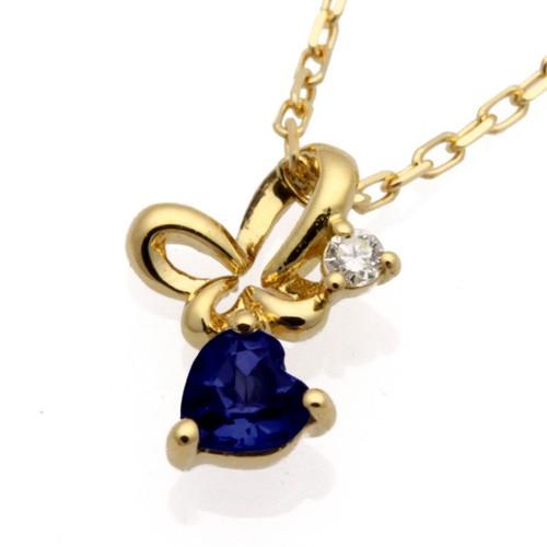 ネックレス レディース ダイヤモンド ハート ネックレス バタフライ ネックレス 18金 18K バタフライ 蝶 サファイア 誕生石 9月