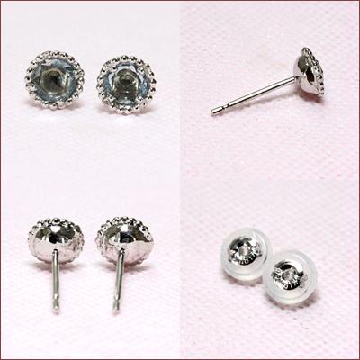 ピアス レディース アクアマリン ピアス S.Candy 誕生石 カラーストーン ピアス  ローズカット ミルライン  18金 18K｜studio-bonheur-y｜02