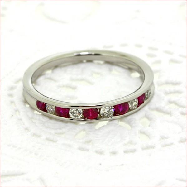 【正規品】 プラチナ ダイヤモンド ルビー エタニティ リング 【2716803422】(98440円)