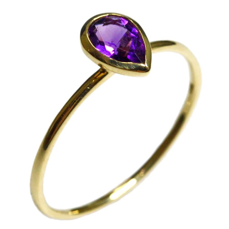 K10 アメジスト フセコミ リング ジュエリー 10金 K10 ピンク PG イエロー YG ホワイト WG 指輪 カラーストーン ツユ リング 指輪 2月誕生石