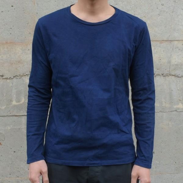 メンズ 藍染め ロンT ロングスリーブ Tシャツ 長袖 : 工房壱