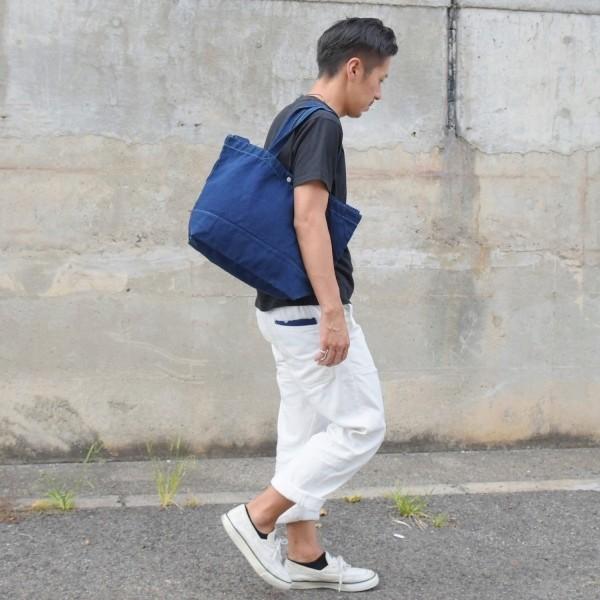 藍染め 2WAYバッグ トートバッグ ショルダーバッグ キャンバス : 工房 