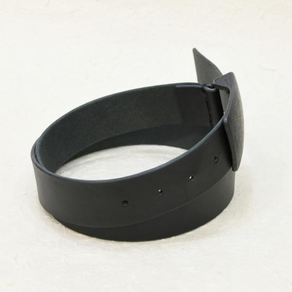 トップバックル 40mm幅 マットブラック 艶消し黒 レザー ベルト ヌメ