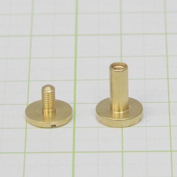 真鍮 生地 組ネジ Mサイズ シカゴスクリュー 螺子 ネジ式 マイナス 金具 パーツ 金色 古美金 キーホルダーパーツ Brass019 工房壱yahoo 店 通販 Yahoo ショッピング