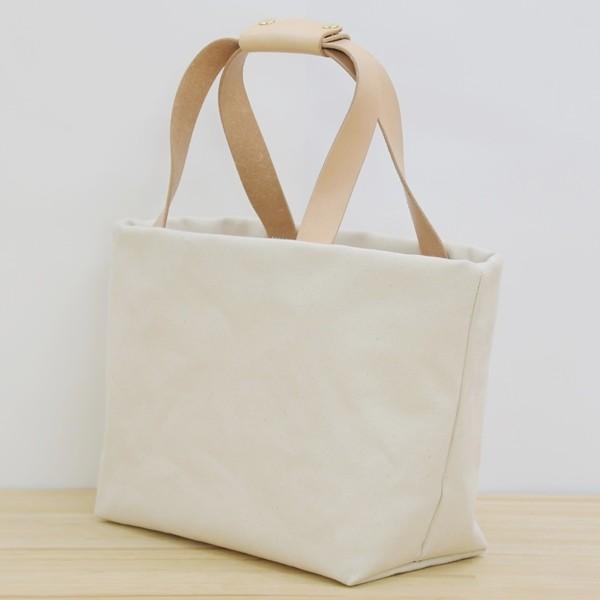 4号帆布 トートバッグ Mサイズ 横長 canvas キャンバス 極厚 ヌメ革