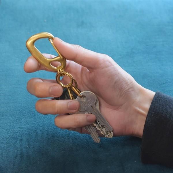 名入れ メッセージ 刻印付き 真鍮キーホルダー ベルトフック カラビナ